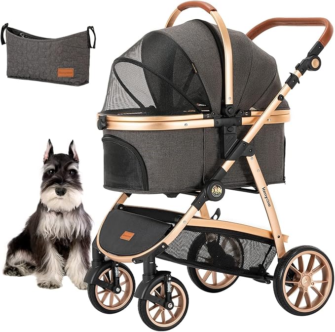 Kenyone 3-in-1 Pet Stroller - Dark Gray (C510L), Detachable Carrier