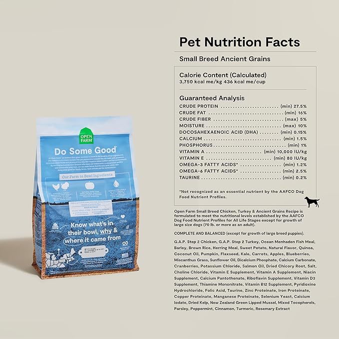 Open Farm Ancient Grains Dry Dog Food, Small Breed Kibble, 11lb Bag