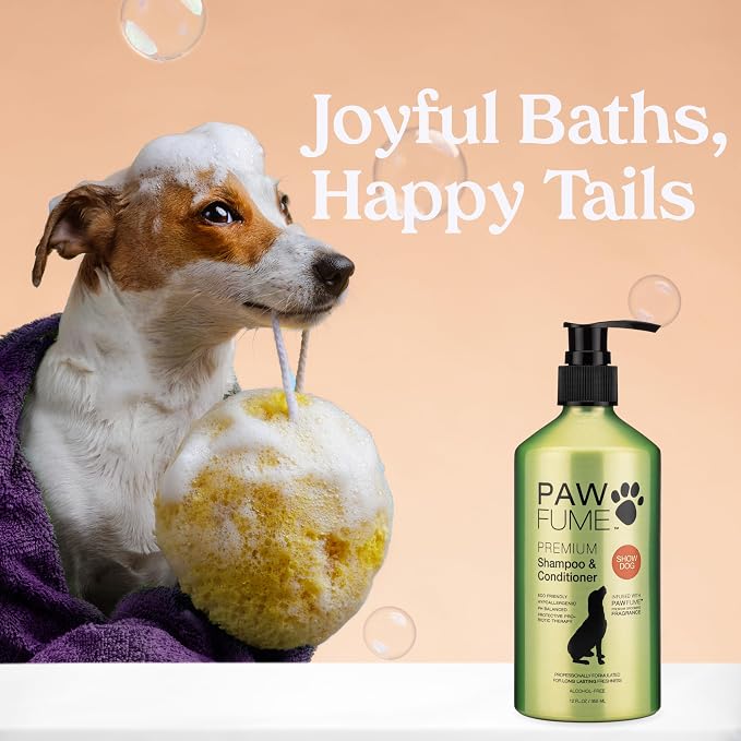 PAWFUME Deshedding Dog Shampoo and Conditioner, Show Dog, 2-Pack | Probiotic pH-balanced formula nourishes, detangles and deep cleans silky coats, salon-quality Shampoo for Dogs