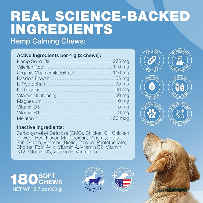 Hemp Calming Chews for Dogs Anxiety Relief