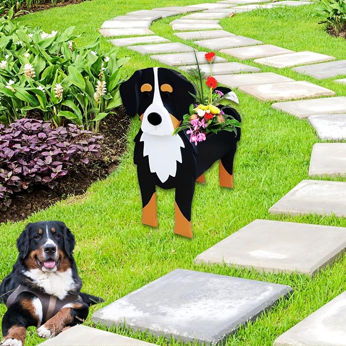 Bernese Mountain Dog Planter Pots, Animal Shaped Flower Pot