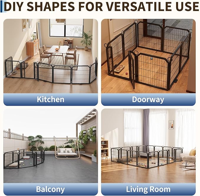 Dog Playpen with Door & Stakes, 24in 16 Panels
