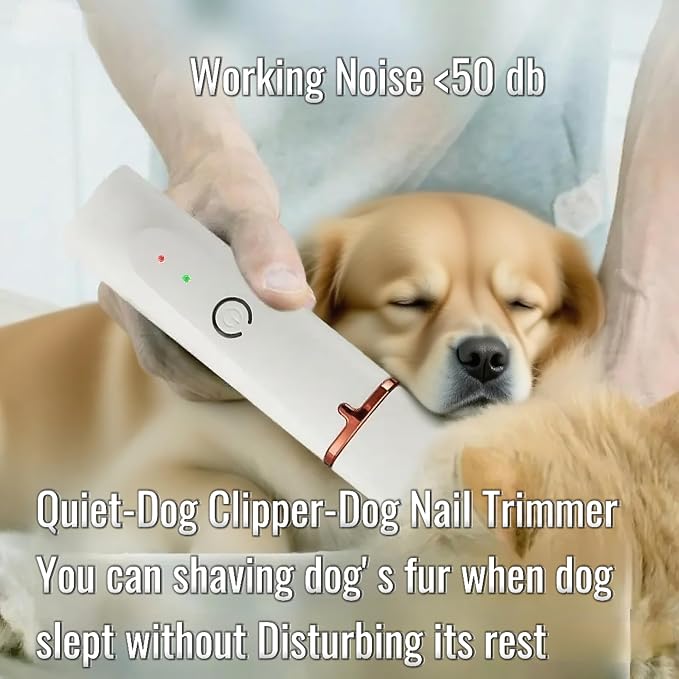 4-in-1 Dog Clippers Grooming Kit, Low Noise Cordless - White
