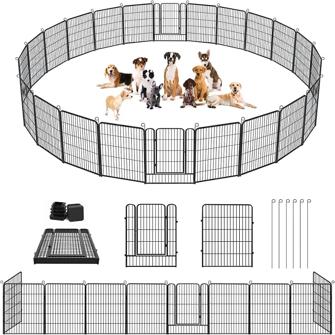 Anti-Rust Dog Playpen Fence, 32in 24 Panels