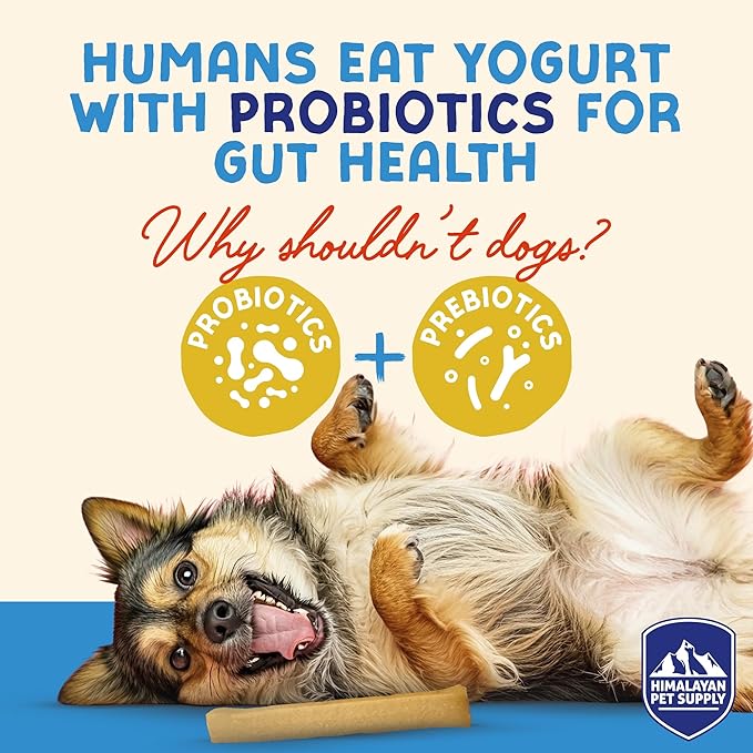 Himalayan Dog Chew Yogurt Sticks, Peanut Butter, Dog Treats with Prebiotics, Probiotics & Protein, Digestive Support, Lactose & Gluten Free, Natural Dog Treat for All Breeds, Made in America, 4pk