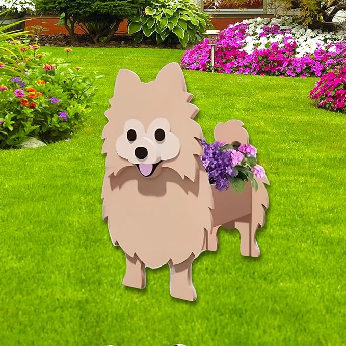 Brown Pomeranian Dog Planter Pots, Animal Shaped Flower Pot