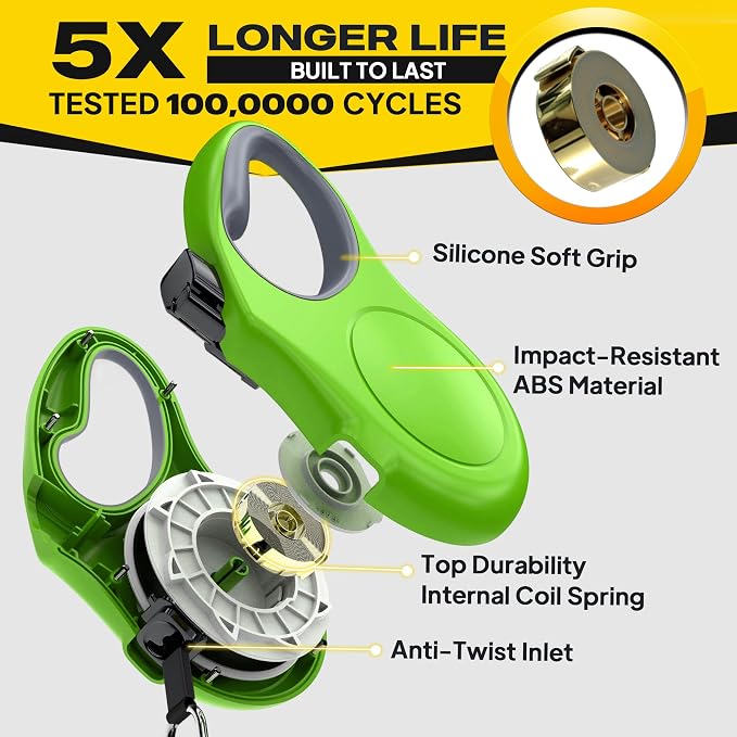 Fida Retractable Dog Leash, 16ft Heavy Duty Pet Walking Leash for Small Dog or Cat up to 26 lbs, Tangle Free. One-Hand Brake (Small, Green)