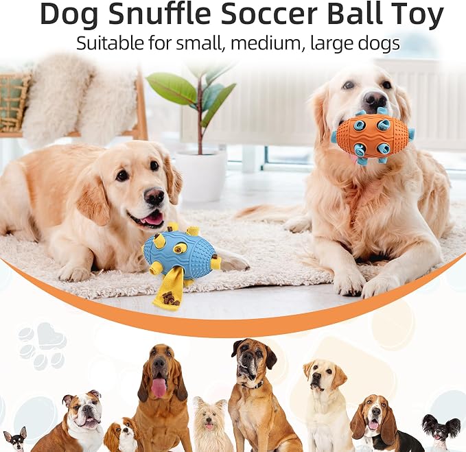 Interactive Dog Toy, Food Dispensing Puzzle Toy for Boredom Relief (Orange) | Designed with a Textured Rubber Surface and Multiple Openings for Treats or Kibble, Training Activities and Chew