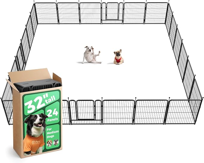 FXW Rollick Unleashed Dog Playpen, 32in, 24 Panels, Small/Medium, Black