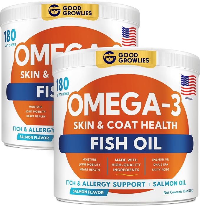 Omega 3 Fish Oil for Dogs - Skin & Coat Support, Itch & Allergy Relief
