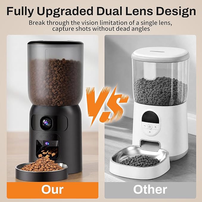 Automatic Cat Feeder with Dual Camera Gifts for Fathers Day, 5G, Stainless Steel