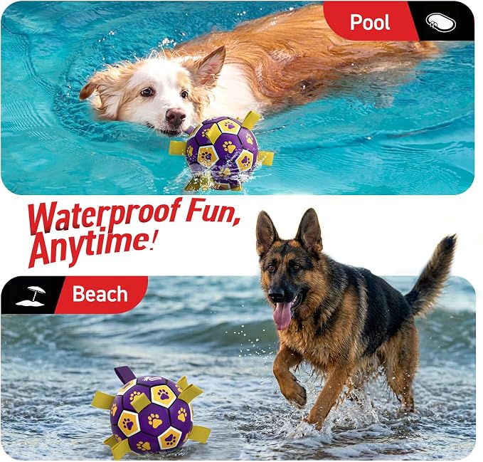 QDAN Extra Large Dog Toy Soccer Ball, Durable Dog Balls with Straps, 9 Inch | Herding Ball for Dogs Large, Interactive Dog Toys for Tug of War, Outside Water Toy, Training Soccer Balls >90 lbs Dogs