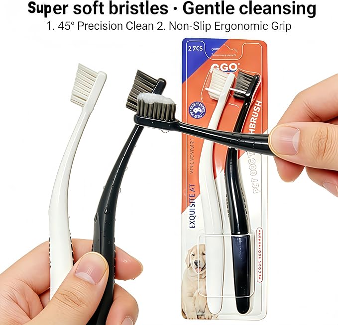 CGO Angled Soft Bristle Dog Toothbrush for Large Breeds – Ergonomic Curved Handle, Deep Cleaning for Medium & Large Dogs’ Teeth & Gum Line – Not for Puppies or Small Breeds