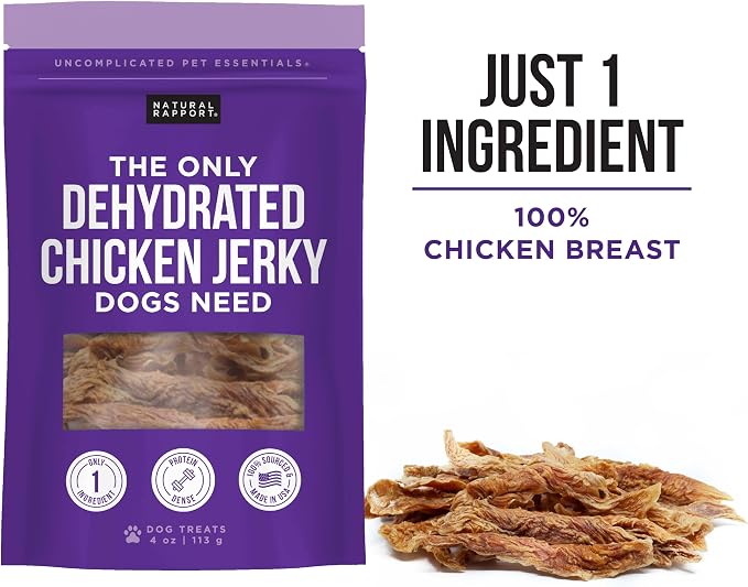 Natural Rapport Chicken Jerky, Single-Ingredient, High Protein, 4 oz