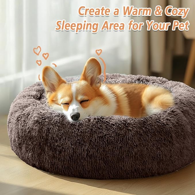 JOLLYVOGUE 20" Calming Donut Dog & Cat Bed