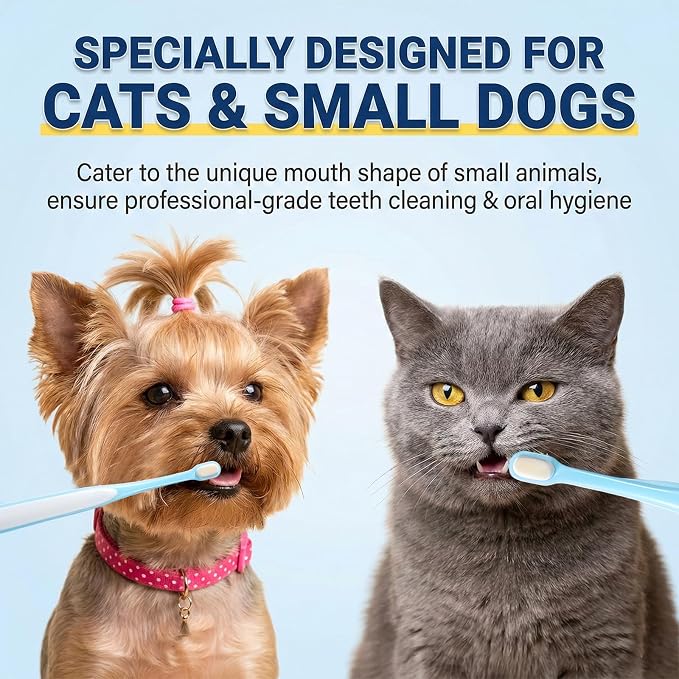 salbsever 4 Pcs Toothbrush for Small Dogs Puppy Tooth Brushing Kit Soft Dog Toothbrush Small Breed Deep Teeth Cleaning Pet Toothbrushes for Kitten & Tiny Pet Blue
