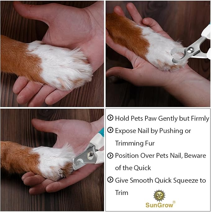 SunGrow Dog & Cat Nail Trimmer, Non-Slip Handle