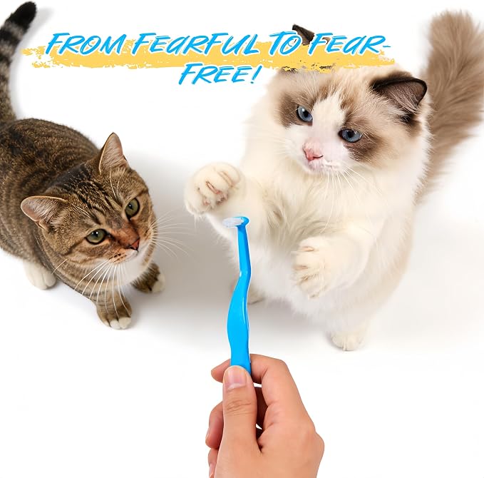CGO Kitten Toothbrush Kit - 3 Piece Cat and Kitten Tooth Brushing Set with Ultra Soft Bristles, Dental Care for Small Cats, Kittens & Puppies