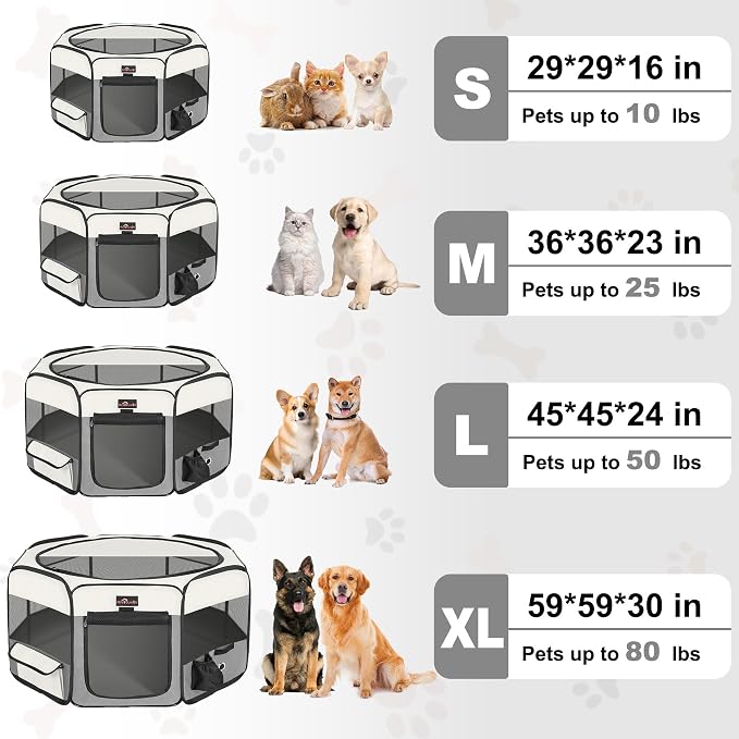 Aivituvin Dog Playpen, Foldable Waterproof, Grey, XL