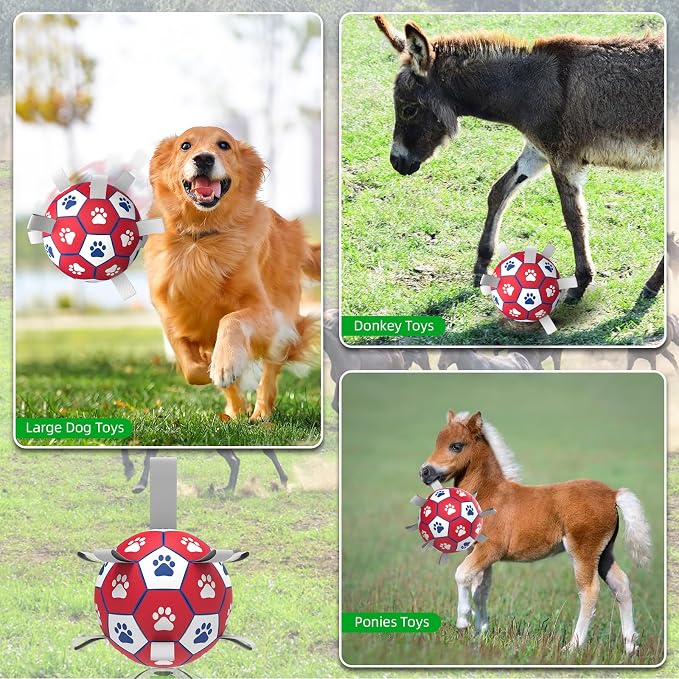 Diman Herding Ball for Dogs Large, 9 Inch Dog Soccer Ball with Straps | Dog Balls for 30-90 lbs Dogs,Dog Toys Soccer Ball for Indoo Outdoor Play, Dog Water Toys,Dog Birthday Gifts for Extra Large