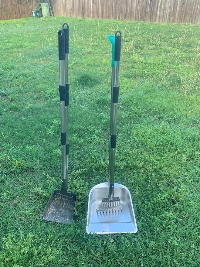 Dog Pooper Scooper for Large Dogs with Large Capacity Tray and 36" Long Handle Rake,Stainless Steel Dog Poop Scooper for Dogs,Heavy Duty Dog Poop Scooper for Yard