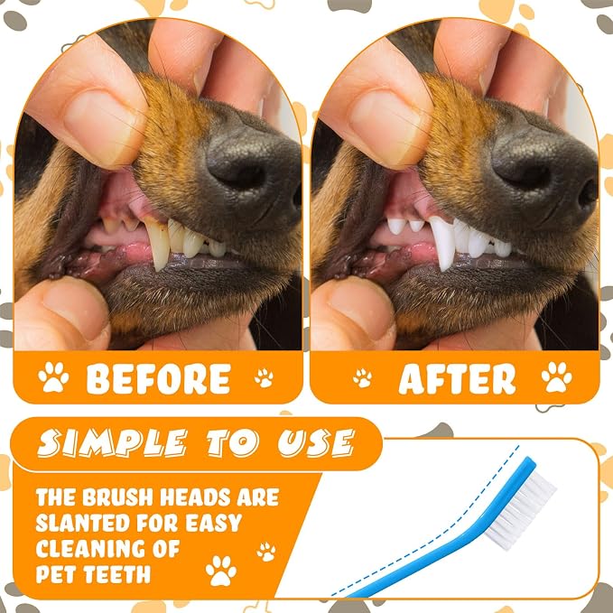 Nuenen 15 Pcs Dog Toothbrush Dual Headed Dental Brushes Puppy Tooth Brushing Kit Long Handle Toothbrush for Large and Small Dogs Cats Most Pets Teeth Cleaning Oral Care Supplies (Colorful)