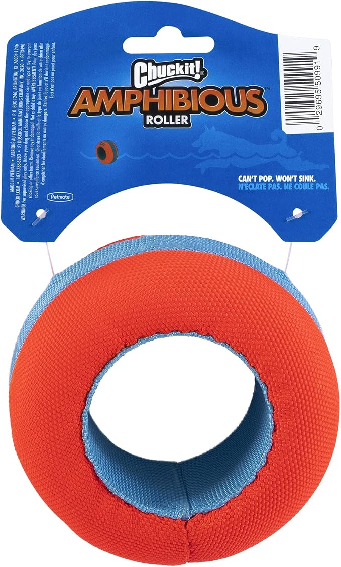 Chuckit! Amphibious Mega Ball or Roller That Floats for Medium and Large Dogs | Doubles as a Fun Fetch Toy for Both Water and Land