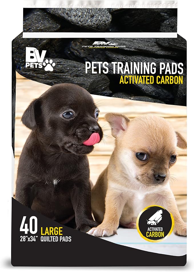 BV Charcoal Puppy Pads XL 320 Count 34"x28" - Leak-Proof Pee Pads for Dogs with 6-Layer Absorbent Design & Built-in Attractant - Dog Pad Extra Large with Charcoal for Odor Control - for Large Dogs