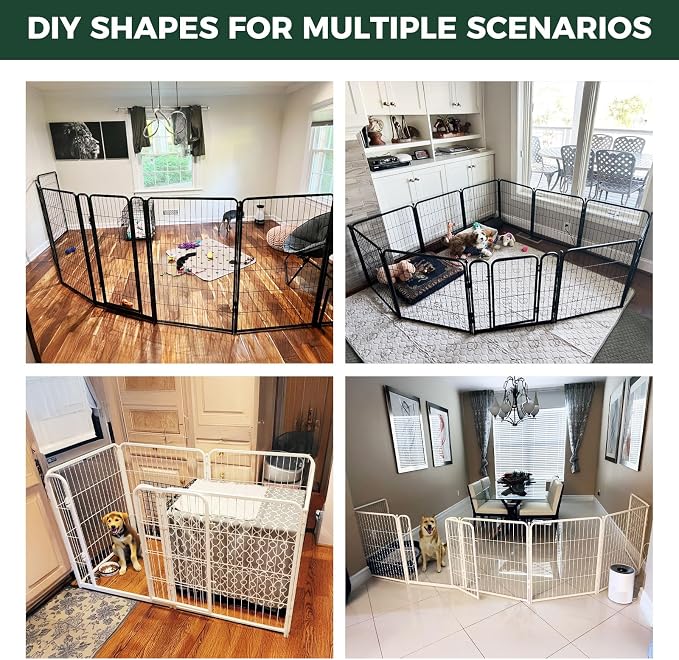 FXW Homeplus Unleashed Indoor Dog Playpen - Stress-Free and Safe Play, Heavy Duty 24 Inch 12 Panels Dog Pen for Puppy and Small Dogs, White│Patented