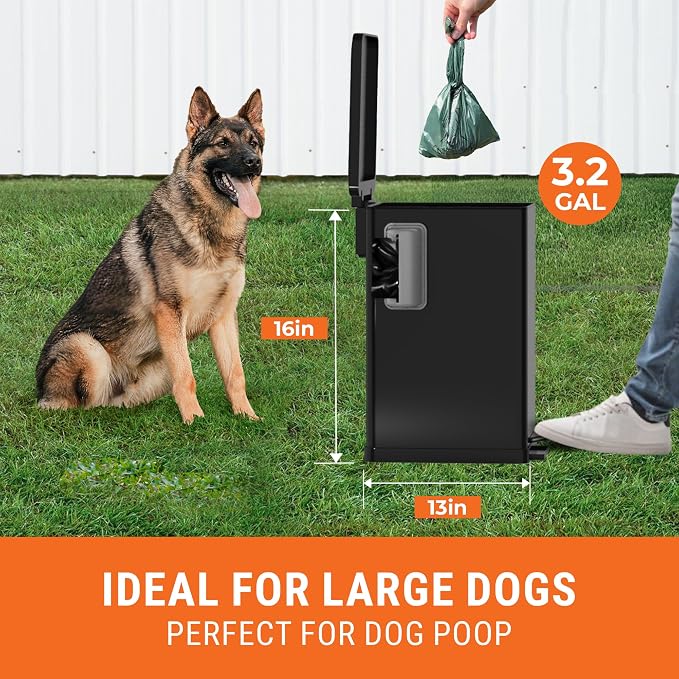 Pupzle Large Dog Poop Trash Can with Pooper Scooper and 55 Poop Bags