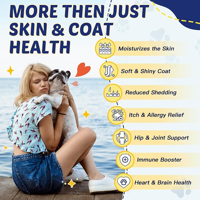 ZEBORA Omega 3 Salmon Oil for Dogs, Healthy Skin & Coat, 120 Chews