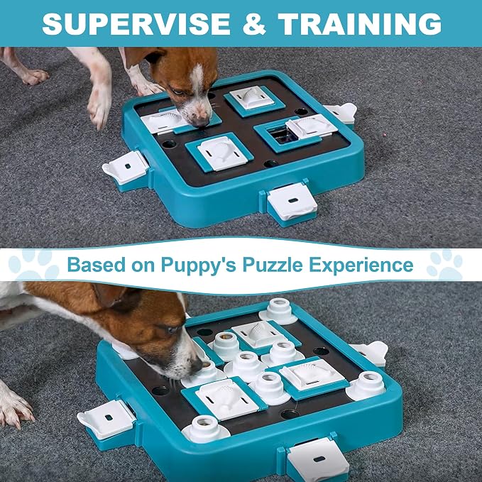 Aluckmao Dog Puzzle Toy Large Size - Adjustable Levels Food & Treat Game | Beginner to Advanced Difficulty for All Breeds, Brain Stimulation, Mental Enrichment, Interactive Feeding, Green