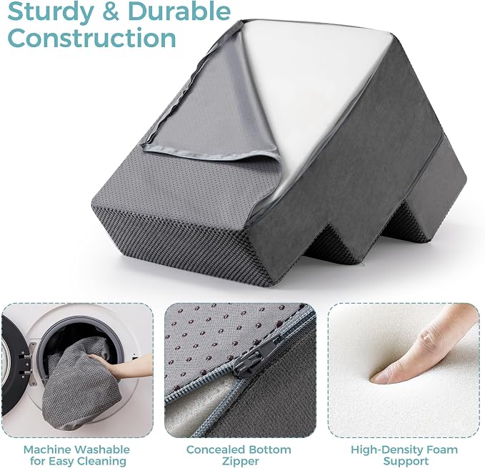 Dog Stairs, Steps and Ramp for High Bed & Sofa, 13-24" H Detachable Pet Stairs for Small Medium Dogs, Sturdy 40D Foam, Non-Slip, Washable Cover with Lint Roller, Grey