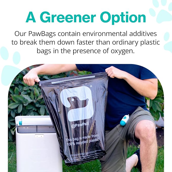 PawPail Trash Can Liners, Dog Poop Disposal Bags, 100% Recycled Plastic, Floral Scented, for PawPail Pet Waste Station, Cat Litter Box, or Outdoor Trash Can | 1 Roll of 20 Large Size Bags