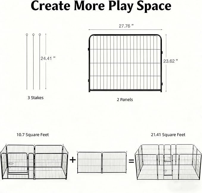 Simple Deluxe Dog Playpen, 24in 2 Panels, Black