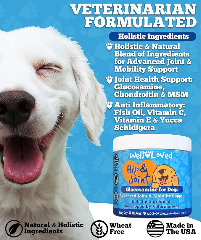 Well Loved Calming Chews for Dogs + Glucosamine for Dogs Hip and Joint Supplement, Vet Developed, Made in The USA, Natural Ingredients
