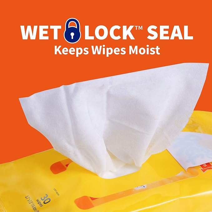 Wet Ones for Pets Paw and Tushie Grooming Wipes, Wet Lock Seal, 30 Count - 8 Pack