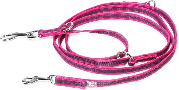 Color & Gray Adjustable Super-Grip Leash, 14 mm x 2,2 m, Pink-Gray