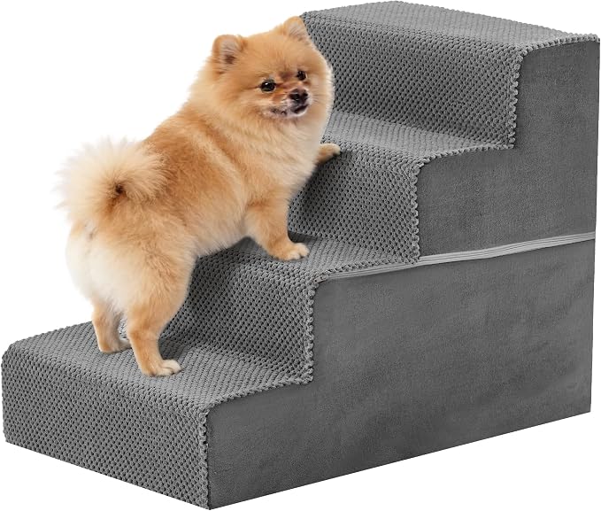4-Step Dog Stairs for Large Dogs and Cats, 18in H Dog Steps for Couch, Sofa, Chair, Durable Non-Slip Sturdy Pet Steps, Pet Ramp for High Bed Indoor