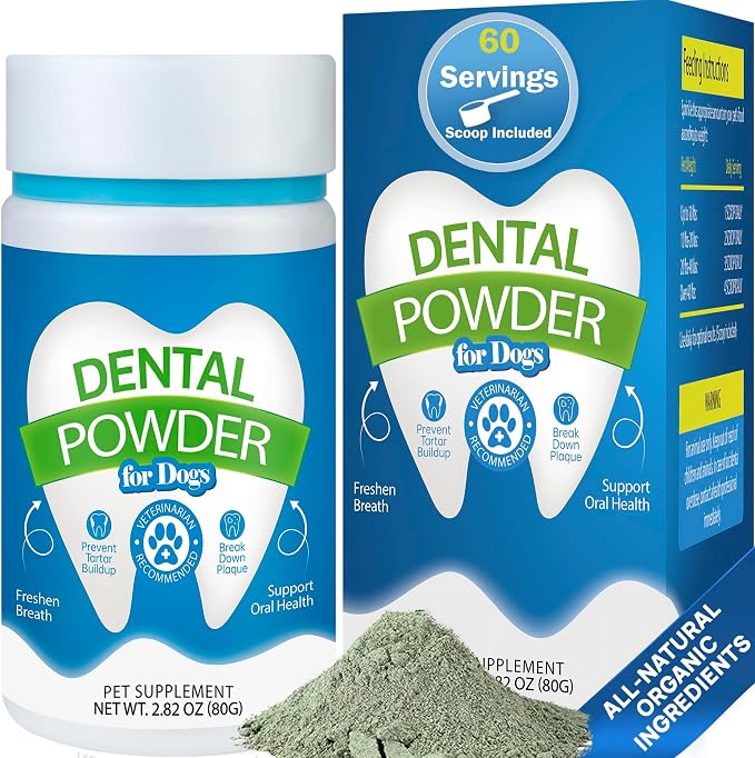 Dental Powder for Dogs - Plaque Control & Tartar Remover, Breath Freshener