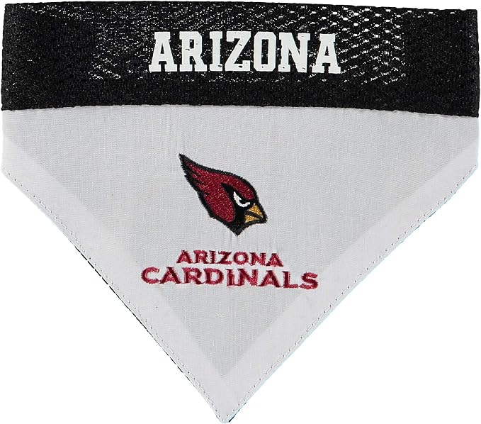 NFL DOG BANDANA - ARIZONA CARDINALS REVERSIBLE PET BANDANA. 2 Sided Sports Bandana with a PREMIUM Embroidery TEAM LOGO, Small/Medium. - 2 Sizes & 32 NFL Teams available