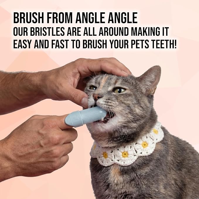 Hampton Distribution 2-Pack Pet Dental Care Kit - 360° Silicone Dog & Cat Finger Pet Toothbrush