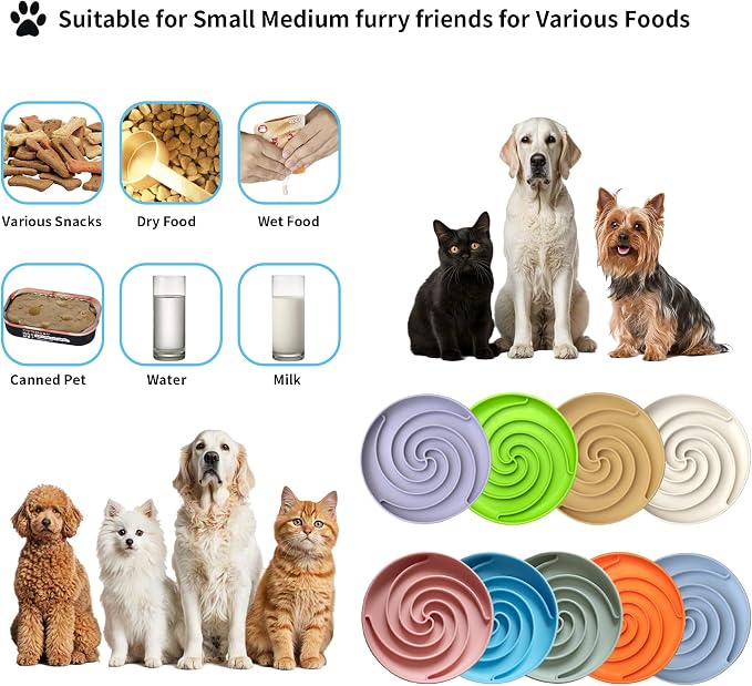 Bifeaw Slow Feeder Dog Bowls, Dishwasher Microwave Safe Silicone Puppy Puzzle Bowl with Non-Slip Design for Eating (Grey Green)