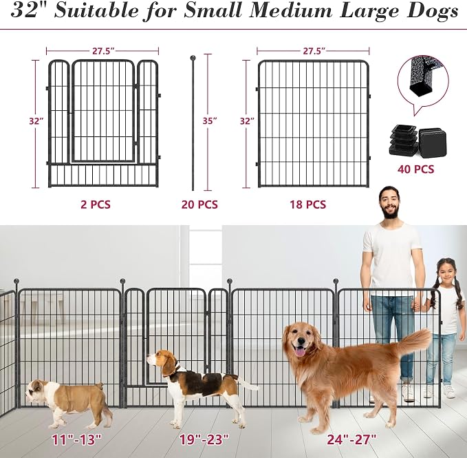 Dog Playpen with Door, 32in 20 Panels