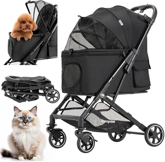 Kenyone Medium Dog Stroller - Up to 55lbs, No Zip Entry