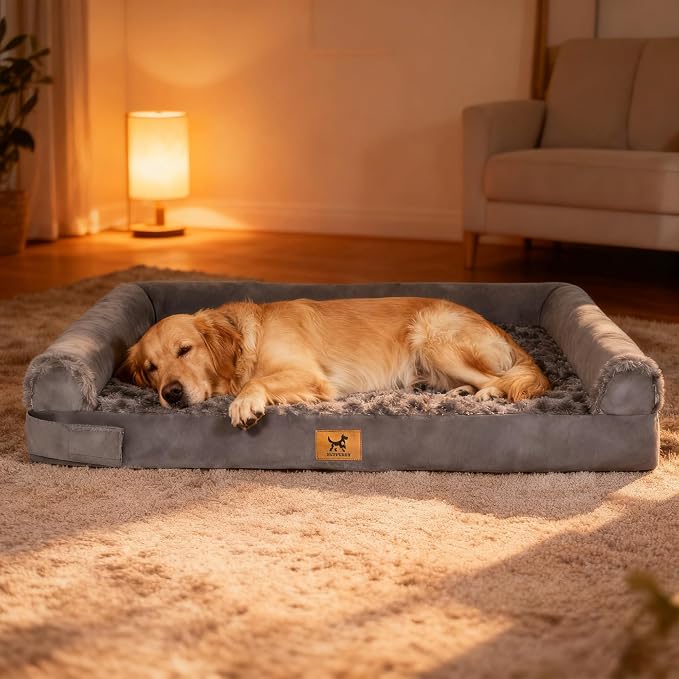 Orthopedic Egg-Crate Foam Sofa Dog Bed - L 35x22in, Dark Gray
