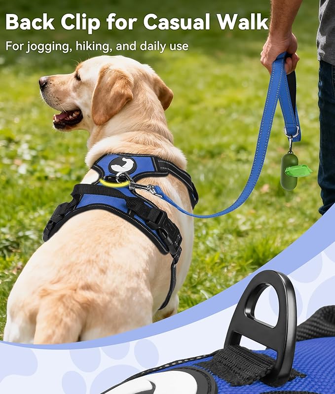 Joytale No Pull Dog Harness for Small Dogs, Front Clip, Navy Blue | Grab Handle for Instant Control, Padded & Adjustable Vest, Sturdy Metal D-Rings, for Safe Training & Daily Walking