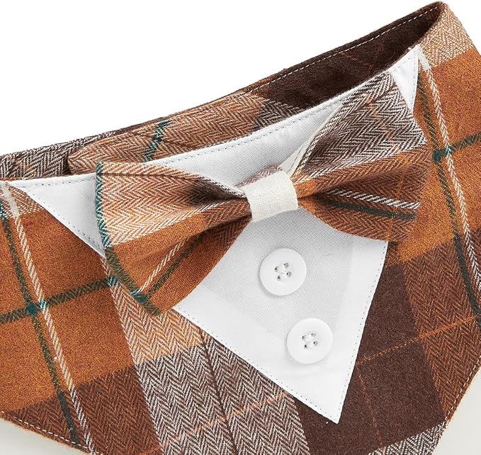 Fall Dog Tuxedo Bandana, X-Small, Small, Orange