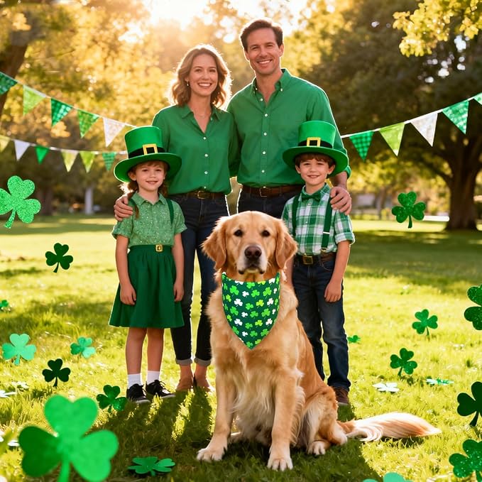 St. Patrick’s Day Dog Bandana for Small Medium Dogs, Small, Green