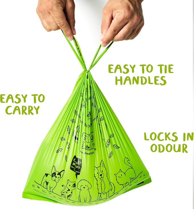 PLANET POOP Home Compostable Dog Bags 90, XL Sized Cat Litter Box Clean-up Doggy Waste Bag with Handles, Pooper Scooper Swivel Bin for Dogs Extra-Large Grocery Size Pet Supplies